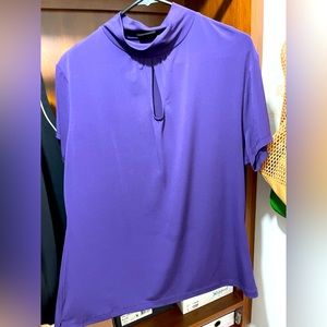 Purple high neck dress top for under suit or cardi - EUC. Short sleeve